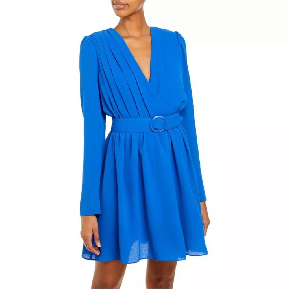 Aqua Womens Belted Knee Formal Midi Dress